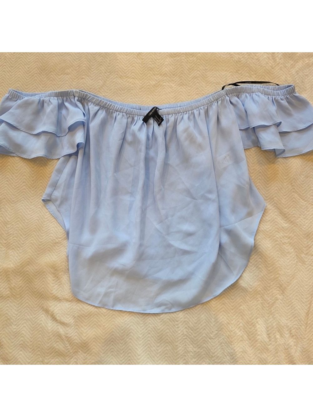 💥4 for $25💥 Forever 21 Light Blue Off-Shoulder Women's Blouse